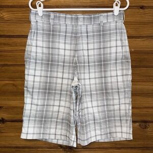 Nike Golf Shorts Mens Size 30 Plaid Gray Tour Performance Stretch Dri Fit 11"